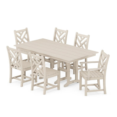 POLYWOOD Chippendale 7-Piece Farmhouse Dining Set - Sand
